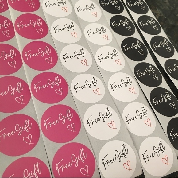 Other - 60 Count - Variety Starter Pack “Free Gift” Stickers, Pink, White, Black, 1.5 in